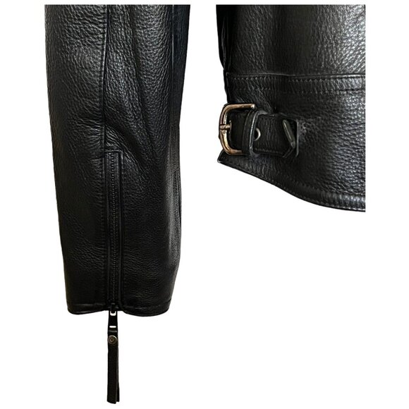 Harley Davidson Womens Black Leather Moto Jacket M Nevada Vented Zip Liner 98122 - Picture 15 of 16